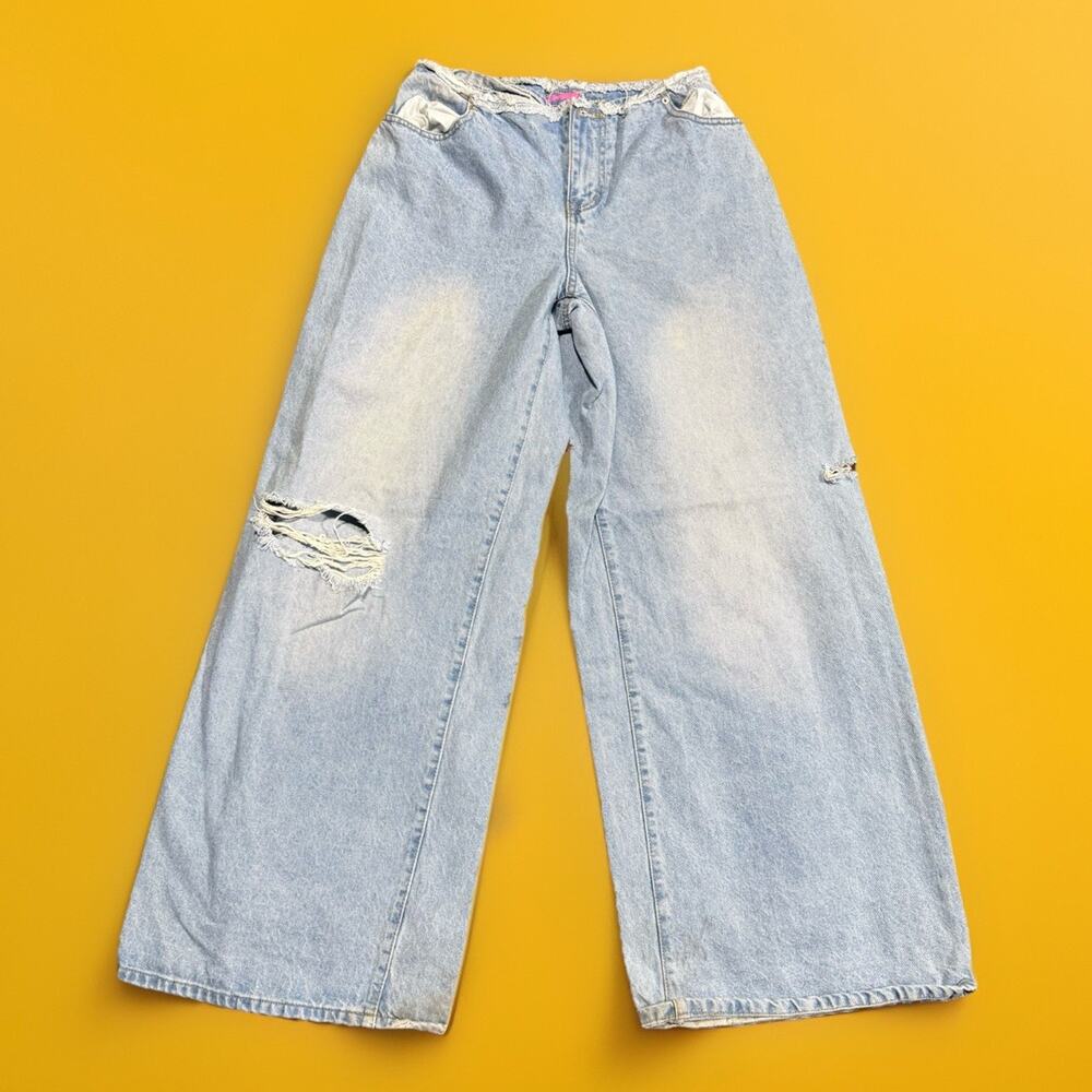 Y2K Baggy Wide Leg Jeans women's size 26/ 30 High Rise Retro Skater Punk Grunge